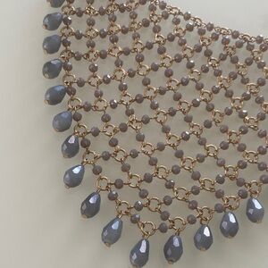Anthropologie Elegant Gold and Gray Beaded Necklace$278